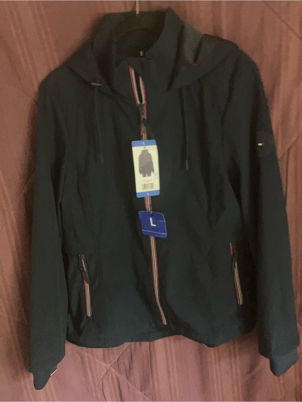 NWT, Tommy Hilfiger Navy Blue Jacket, With Hood, Size  L - Picture 4 of 6